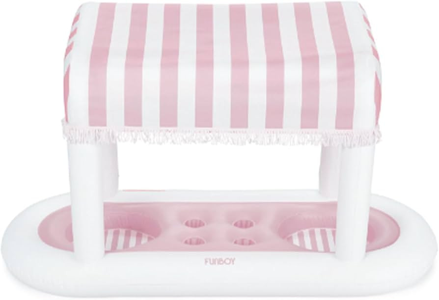 FUNBOY Giant Floating Pink Cabana Stripe Drink Station, Removable Fabric Shade with Fringe, Perfe... | Amazon (US)