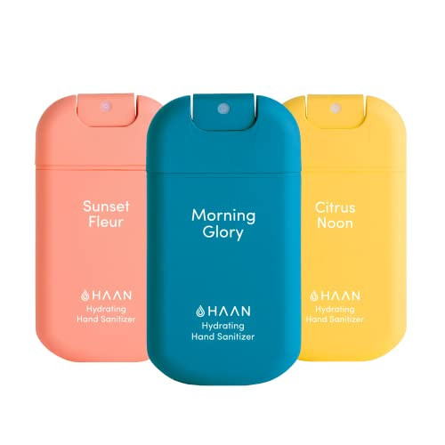 HAAN Hydrating Hand Sanitizer Spray with Aloe Vera (3 Pack), Cleanses Your Hands (Sunset Fleur, Morning Glory, Citrus Noon) | Amazon (US)