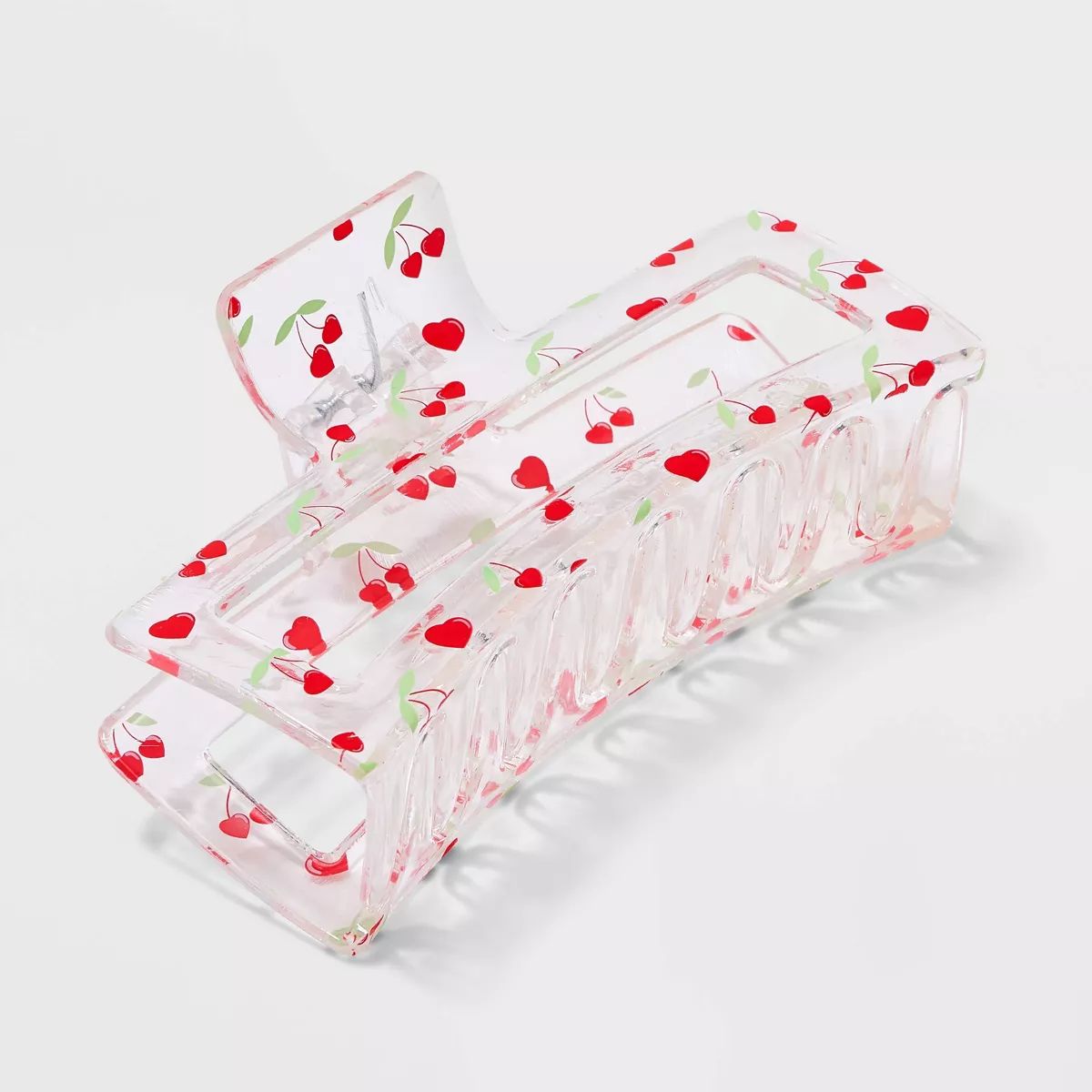Cherry Printed Open Rectangle Claw Hair Clip - Wild Fable™ Red/Clear | Target