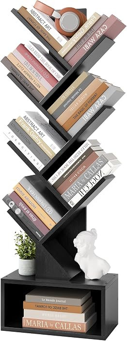 Hoctieon 6 Tier Tree Bookshelf, Tall Bookcase with Drawer, Freestanding Book Shelf, Display Floor... | Amazon (US)