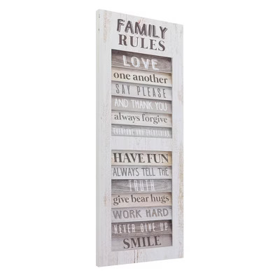 Family Rules Inspirational Shutter Window Plaque Farmhouse Wall Sign Panel - Crystal Art Gallery | Target