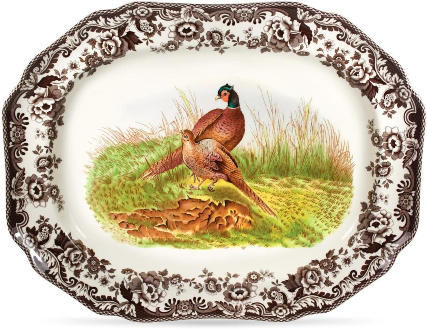 Spode – Woodland – Octagonal Platter - Pheasant - Brown/White | Amazon (US)