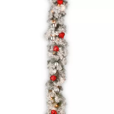 National Tree Company® 9-Foot Pre-Lit Snowy Bristle Pine Garland | Bed Bath & Beyond | Bed Bath & Beyond