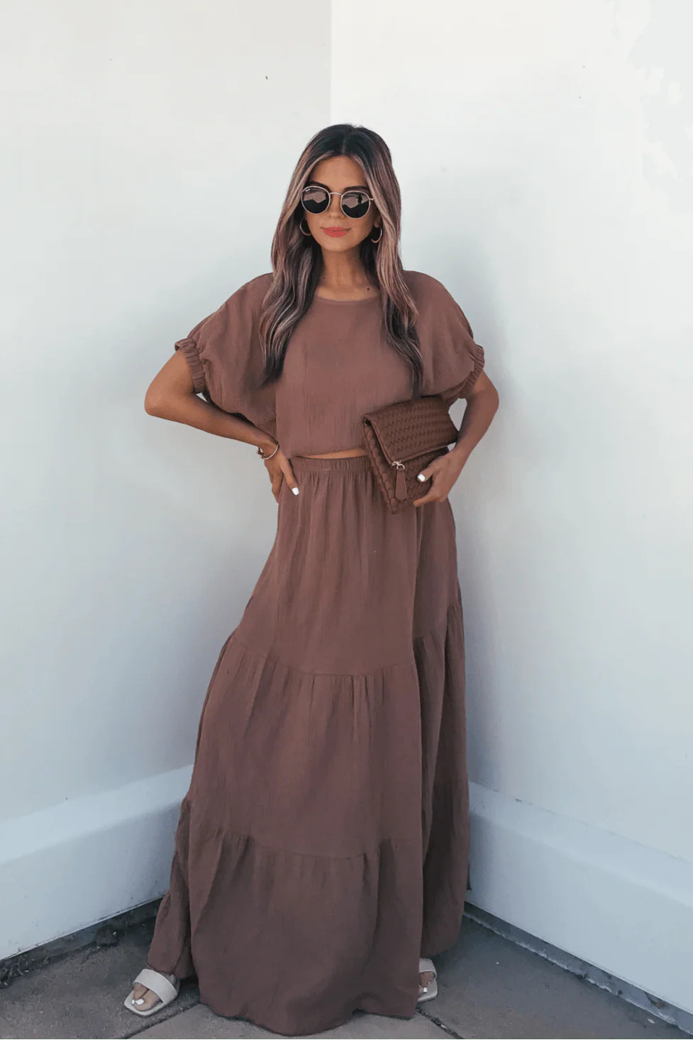 Sunrise Mocha Top & Maxi Skirt Set | Magnolia Boutique