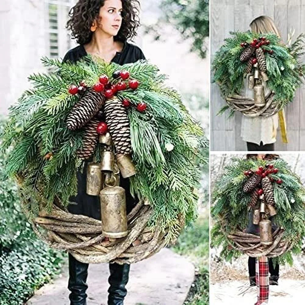 WOVTE Farmhouse Christmas Wreath Boho Holiday Wreath, 15.7'' Xmas Tree Hanging Garland, Artificia... | Walmart (US)