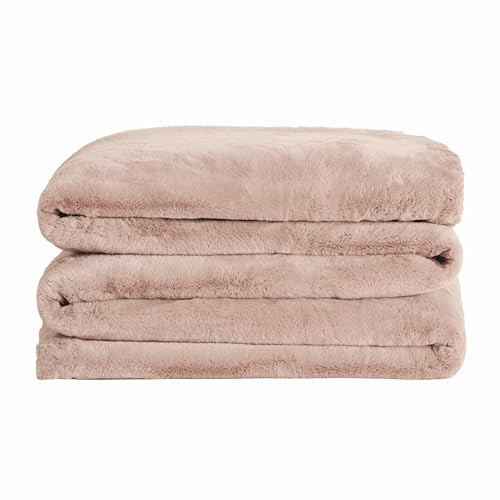 UnHide Cuddle Puddle - Faux Fur Blanket - Oversized, Lightweight, Extra Soft Blanket - Machine Washable - Add a Layer of Softness to Any Bed or Couch - 100” x 100” - Rosy Baby | Amazon (US)