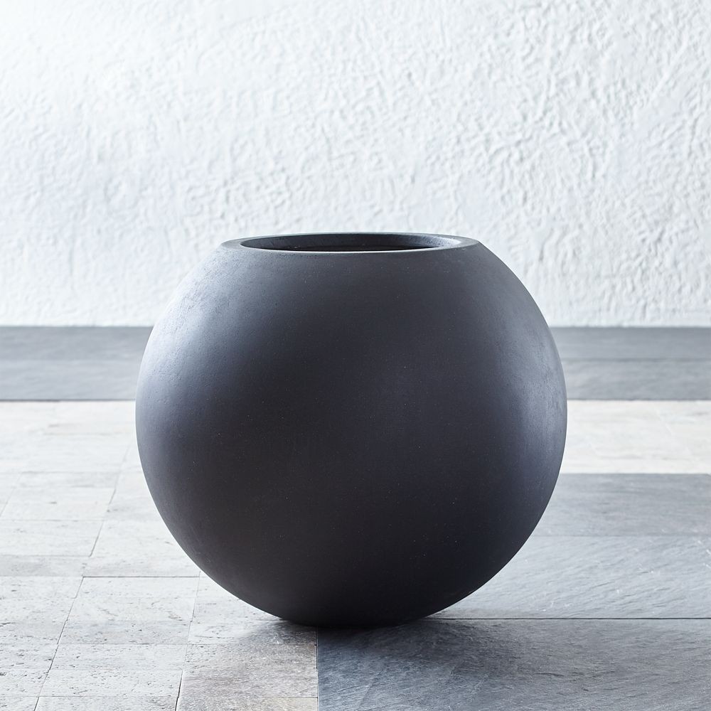 Sphere Small Dark Grey Planter | Crate & Barrel