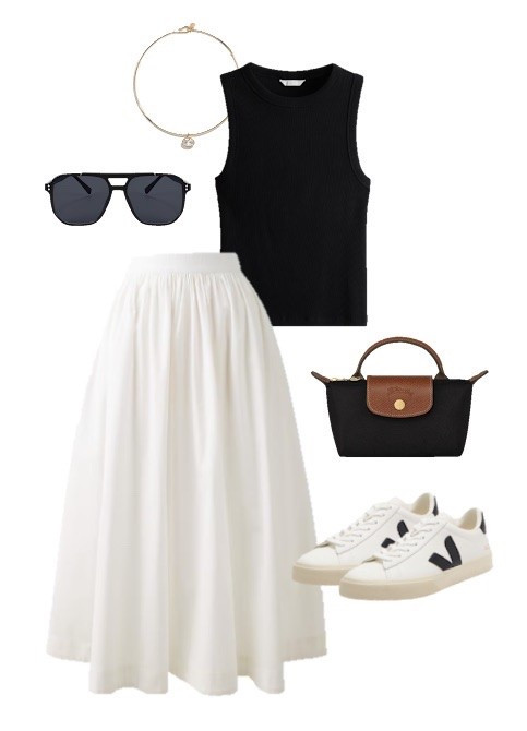 White maxi skirt outfit 
Summer outfit 
Preppy outfit 
White sneakers
White midi skirt 
Mini longchamp

#LTKSaleAlert #LTKSeasonal