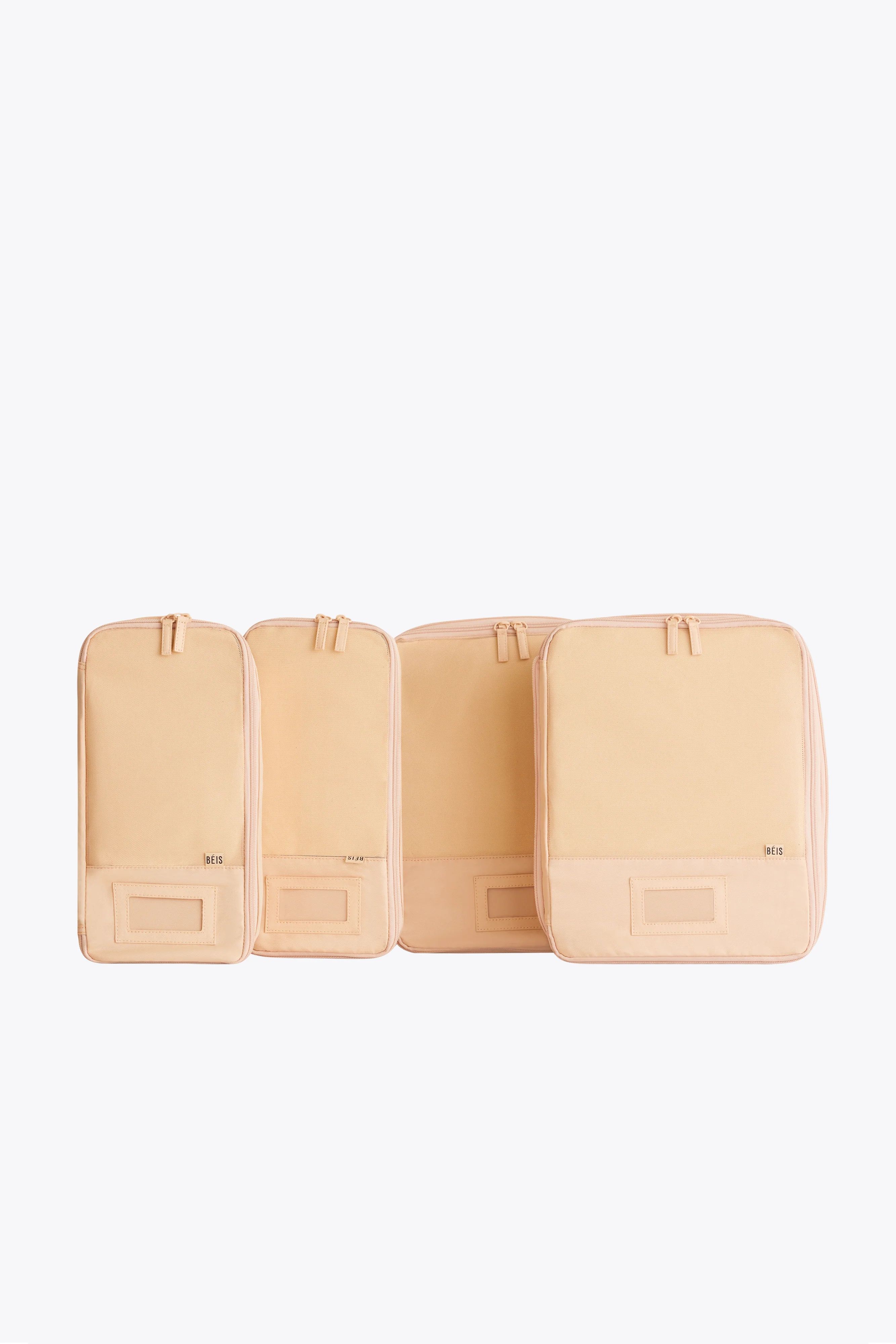 BÉIS 'The Compression Packing Cubes 4pc' in Beige - 4 Piece Set Of Packing Compression Cubes For... | BÉIS Travel