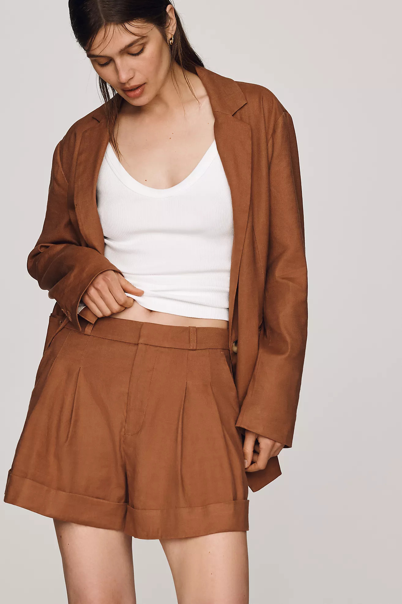 Avery European Linen Stretch Roll Cuff Shorts | Anthropologie (US)