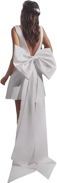 Short Wedding Dresses for Bride 2025 Tight Satin Lace Tulle Applique Beach Wedding Mini Bridal Sh... | Amazon (US)