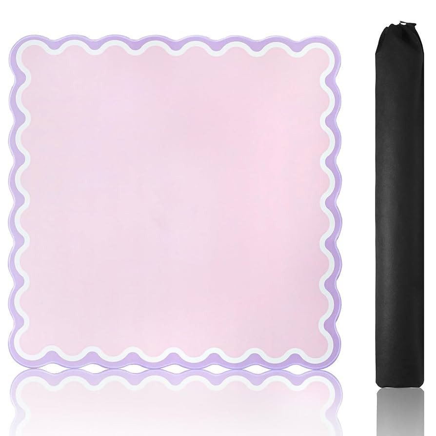 Pink Mahjong Mat (31.5” x 31.5”) with Black Carrying Bag, Anti-Slip, Noise-Reducing Table Cov... | Amazon (US)