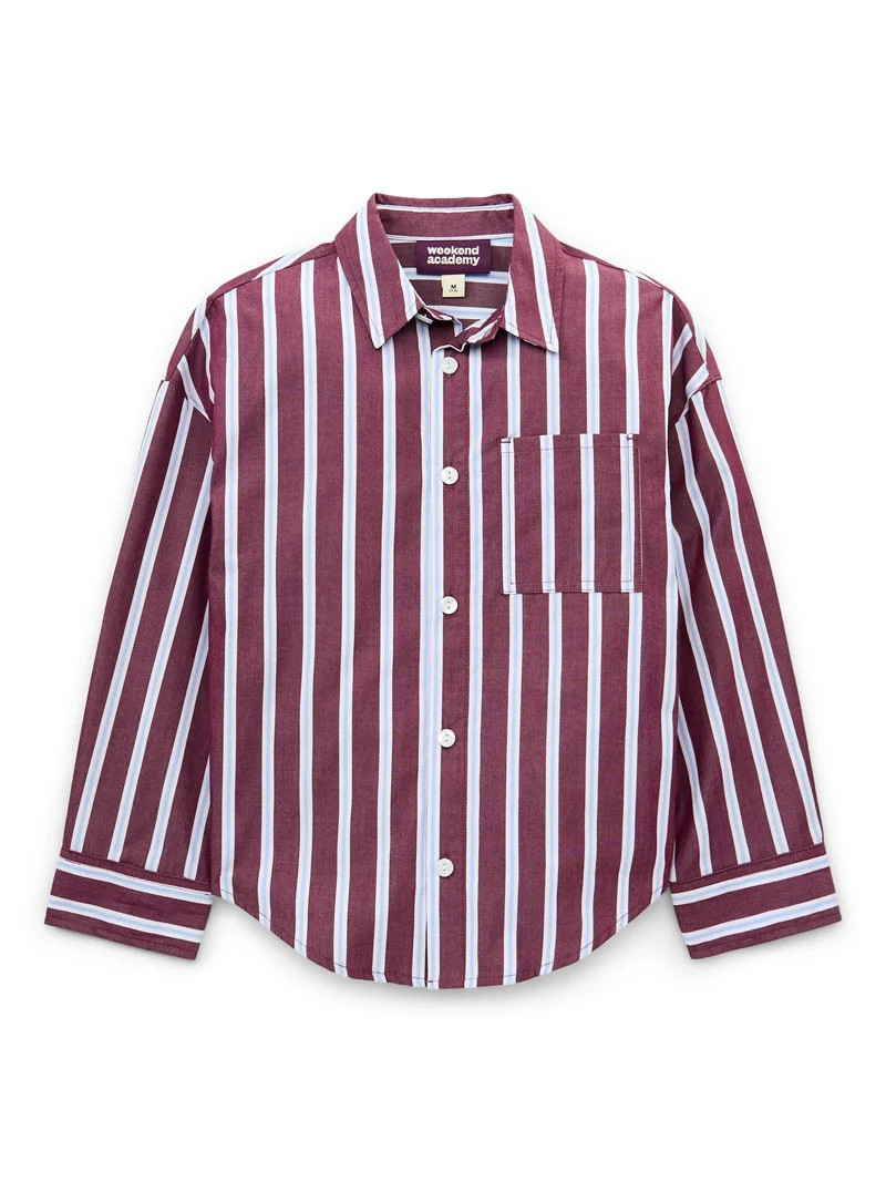 Weekend Academy Girls Long Sleeve Button Down Top, Sizes 4-18 - Walmart.com | Walmart (US)