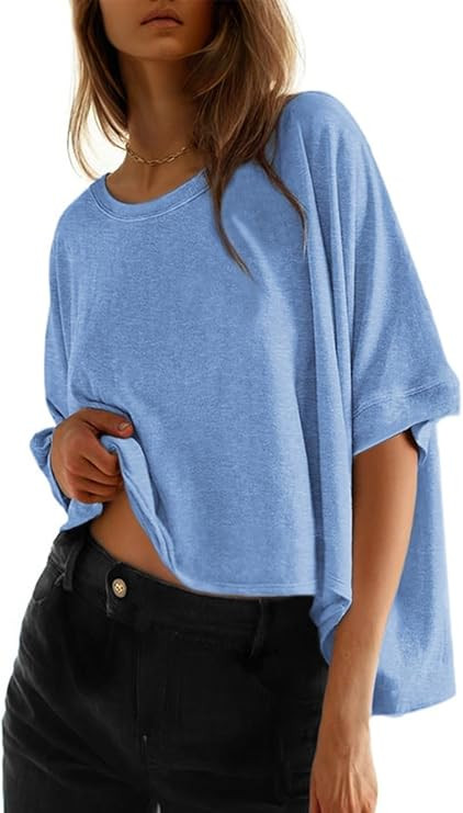 Dokotoo Summer Shirts 2026 Womens Solid T Shirts for Women Loose Oversized Tops Basic Tee | Amazon (US)
