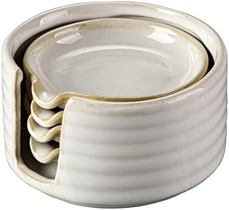 Ceramic Spoon Rest,Spoon Holder,Soy Sauce Dishes with Holder for Kitchen,Household Dipping Sauce ... | Amazon (US)