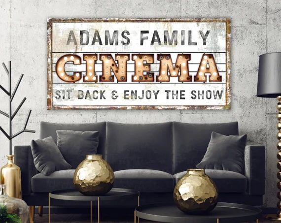 Family Cinema Sign Modern Industrial Wall Decor Personalized | Etsy | Etsy (US)
