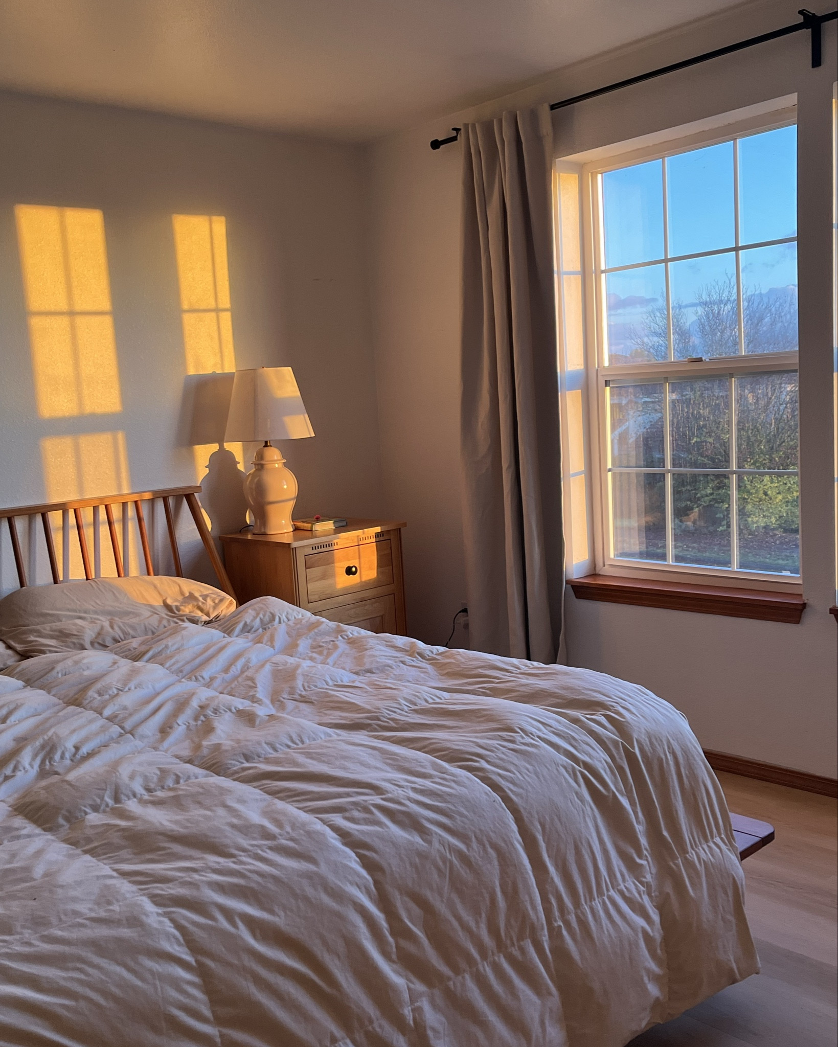 Dreamy and light bedroom bedding☀️
We use this down feather organic comforter year round but especially love it in the winter time. The faux linen curtains are light blocking and perfect a good nights sleep. 


#LTKHome #LTKFamily