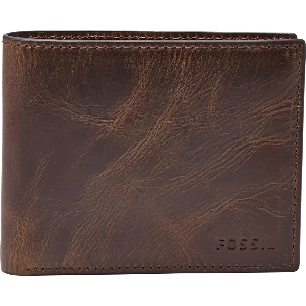 Fossil Derrick RFID Leather Bifold Wallet in Dark Brown at Nordstrom | Nordstrom