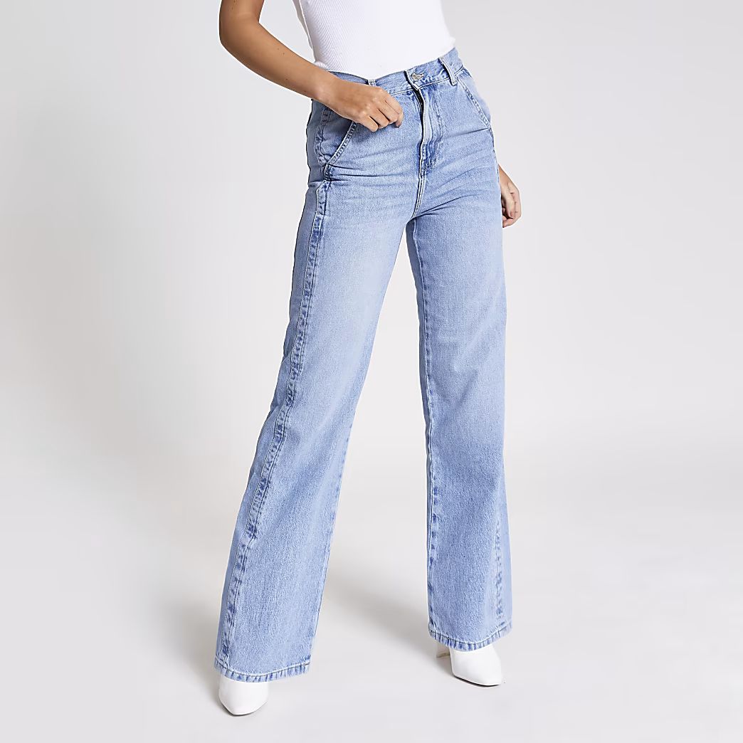 Mid blue slim wide leg jeans | River Island (UK & IE)