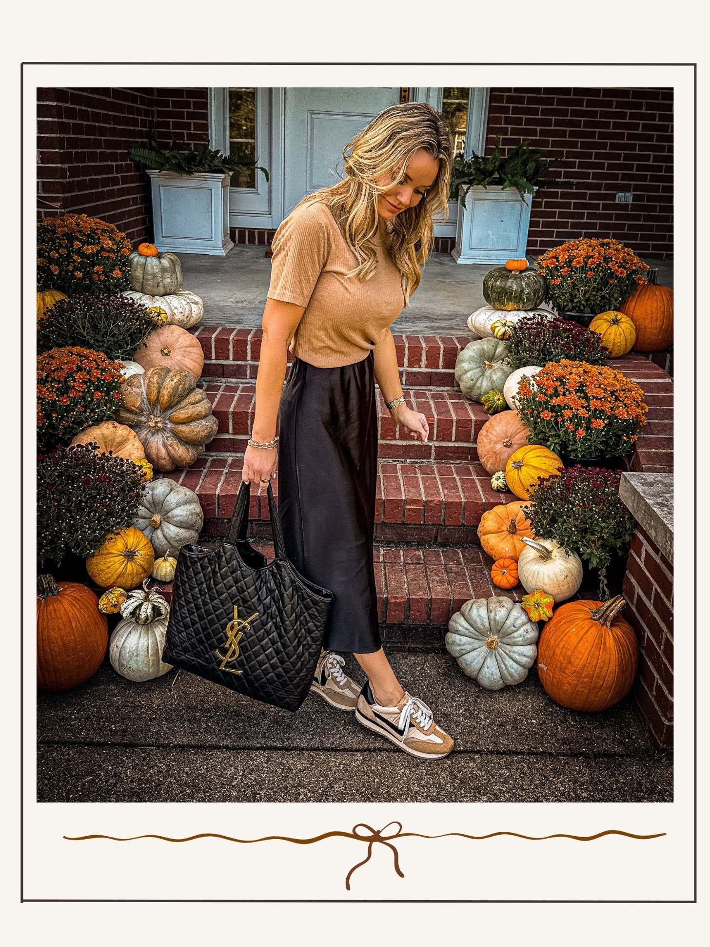 Fall midi skirt outfit with sneakers. 🤎
Sneakers on sale. Size up 1/2 size  

#LTKStyleTip #LTKPetite #LTKSaleAlert
