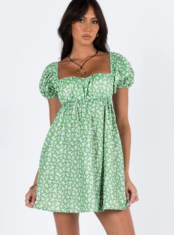 Let's Dance Mini Dress Green Floral | Princess Polly US