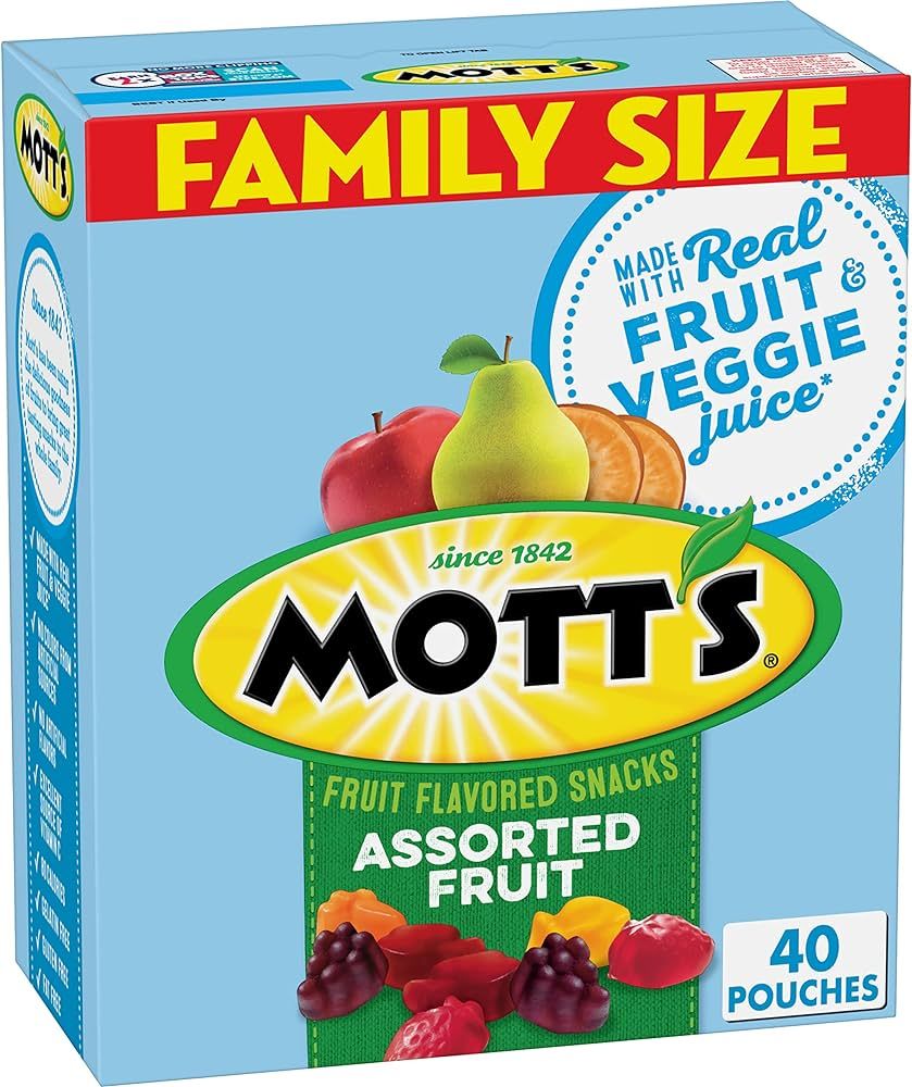 Mott's Fruit Flavored Snacks, Assorted Fruit, Pouches, 0.8 oz, 40 ct | Amazon (US)