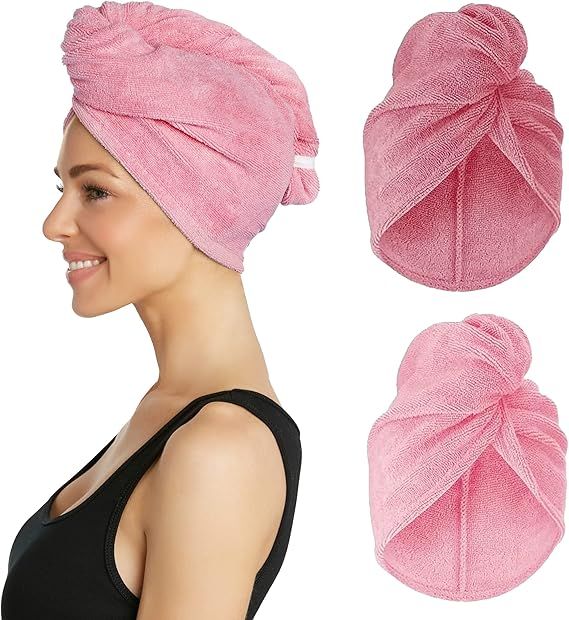 Turbie Twist Microfiber Hair Towel Wrap for Women and Men | 2 Pack | Bathroom Essential Accessori... | Amazon (US)