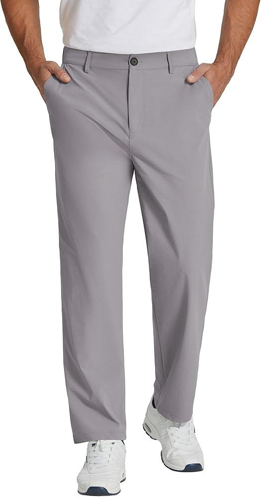 COOFANDY Men's Casual Pants Classic Fit Flat Front Pants Lightweight Elastic Waist Golf Trousers ... | Amazon (US)