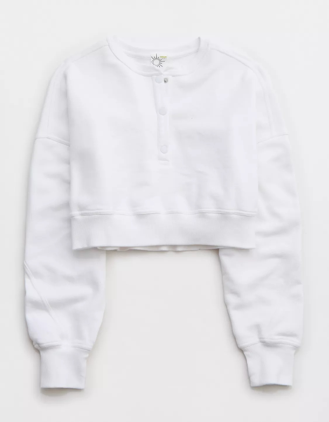 OFFLINE By Aerie Throwback Snap Fleece Crewneck Sweatshirt | American Eagle Outfitters (US & CA)