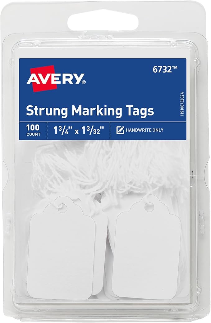 Avery Strung Marking Tags with String Attached, Gift Tags with String Attached, 1.75 x 1.09 in, P... | Amazon (US)
