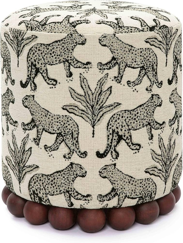 Tov Furniture Dex Taupe Leopard Jacquard Ottoman | Amazon (US)