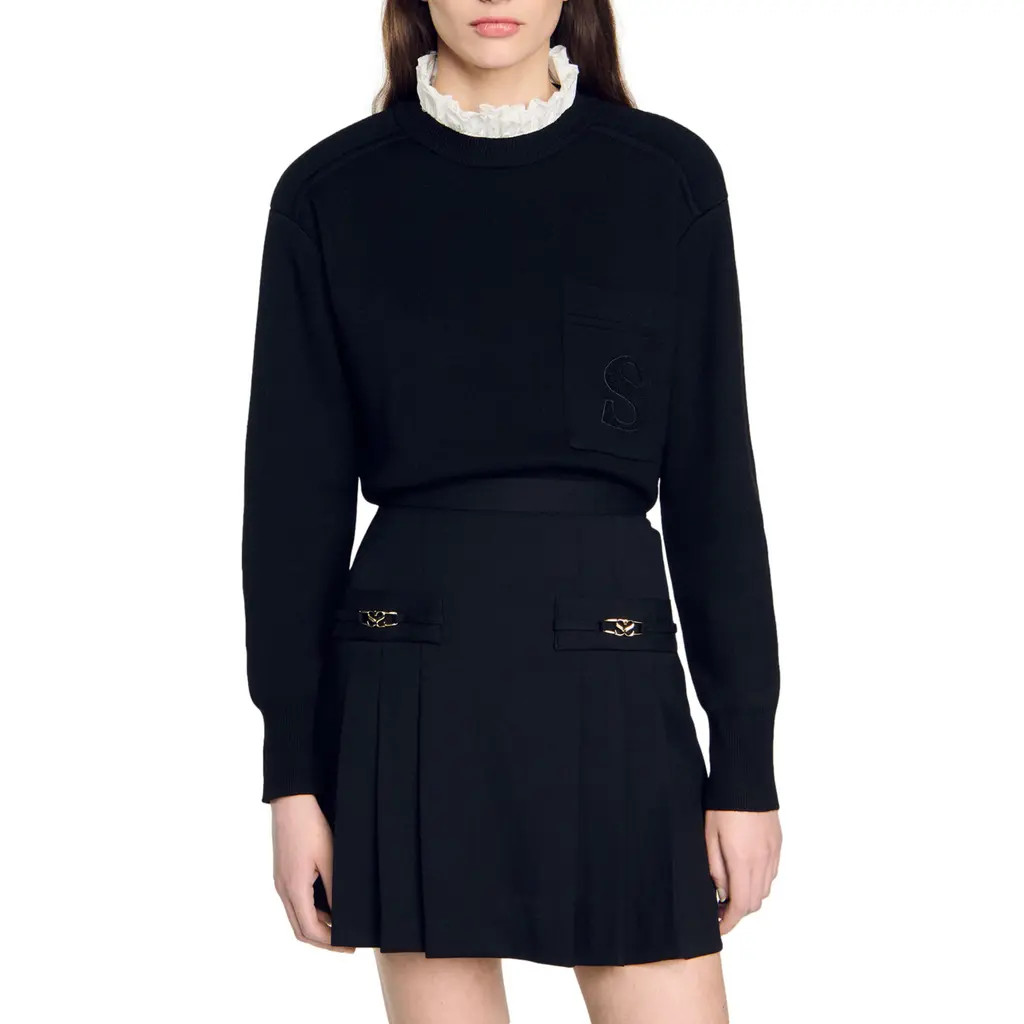 SANDRO Knitted sweater with high neck in Black at Nordstrom, Size Large | Nordstrom