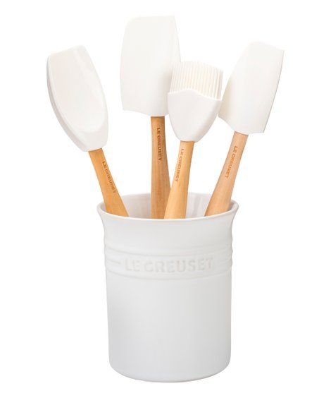 Le Creuset White Craft Series Five-Piece Utensil & Crock Set | Best Price and Reviews | Zulily | Zulily