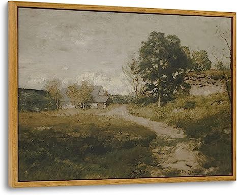 InSimSea Framed Canvas Wall Art - Vintage Countryside Road Pictures, Ready to Hang Painting for L... | Amazon (US)