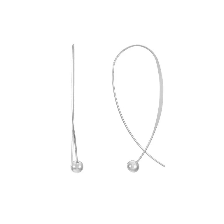 Time and Tru Silvertone Pull-Through Loop Hoop Earrings | Walmart (US)