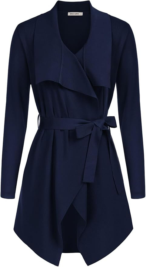 GRACE KARIN Cardigan for Women Lapel Draped Open Front Thin Sweater Long Sleeve Irregular Hem Out... | Amazon (US)