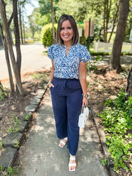 Top - I am in a small (size down if in between) - sleeves are snug 

Navy pants - true to size (medium)

Use code LAURA15 



#LTKstyletip #LTKsalealert #LTKfindsunder100