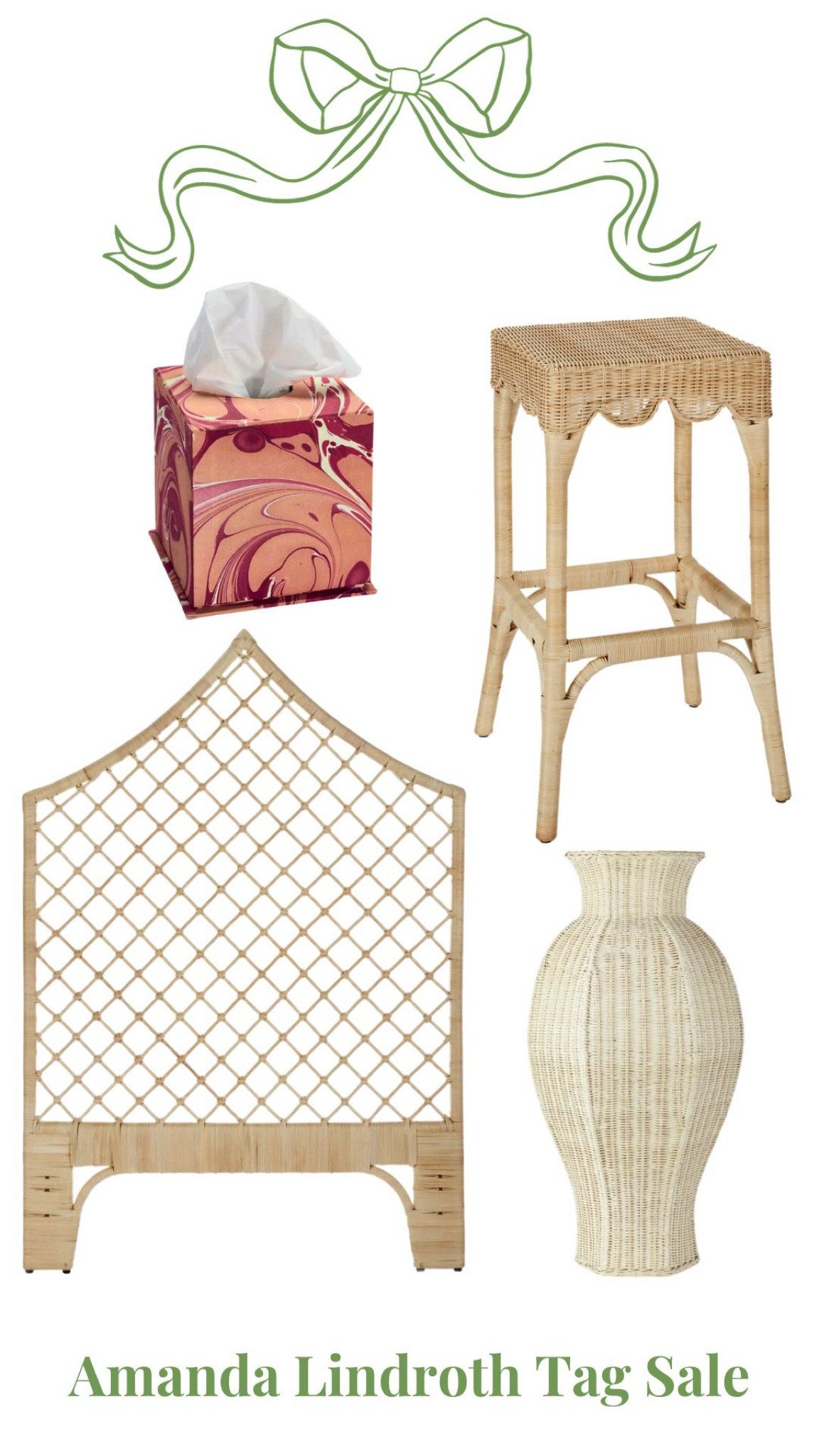 Sharing some of my favorite from the Amanda Lindroth Tag Sale! 💕 all of these items are an extra 40% off in cart! Love these beautiful woven stools, amazing headboard, marble tissue box cover, and these woven urns that are perfect to frame each side of a mantel! 

#LTKsalealert #LTKhome #LTKfindsunder100