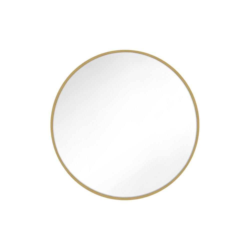 Feiss Kit 30 in. x 30 in. Burnished Brass Transitional Round Mirror | The Home Depot