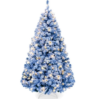 Best Choice Products Artificial Flocked Christmas Tree, 6ft Pre-Lit Holiday Decor w/250 Twinkle Lights - Baby Blue | Target