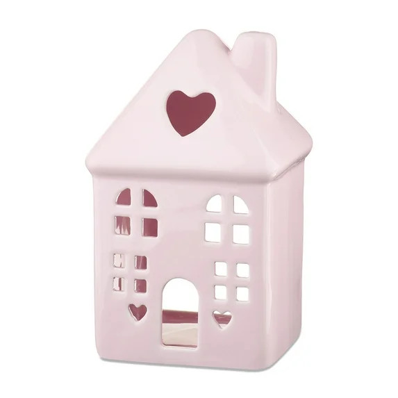 Ceramic House Tabletop Decoration, Pink, 6", Valentine's Day by Way To Celebrate | Walmart (US)
