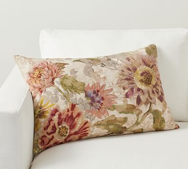 Autumnal Floral Lumbar Pillow Cover | Pottery Barn (US)