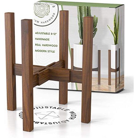 Mid Century Plant Stand - Adjustable Modern Indoor Plant Holder - Brown Planter Fits Medium & Large  | Walmart (US)