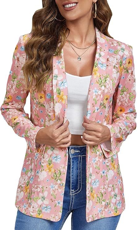 WDIRARA Women's Colorblock One Button Open Front Shawl Collar Long Sleeve Blazer | Amazon (US)