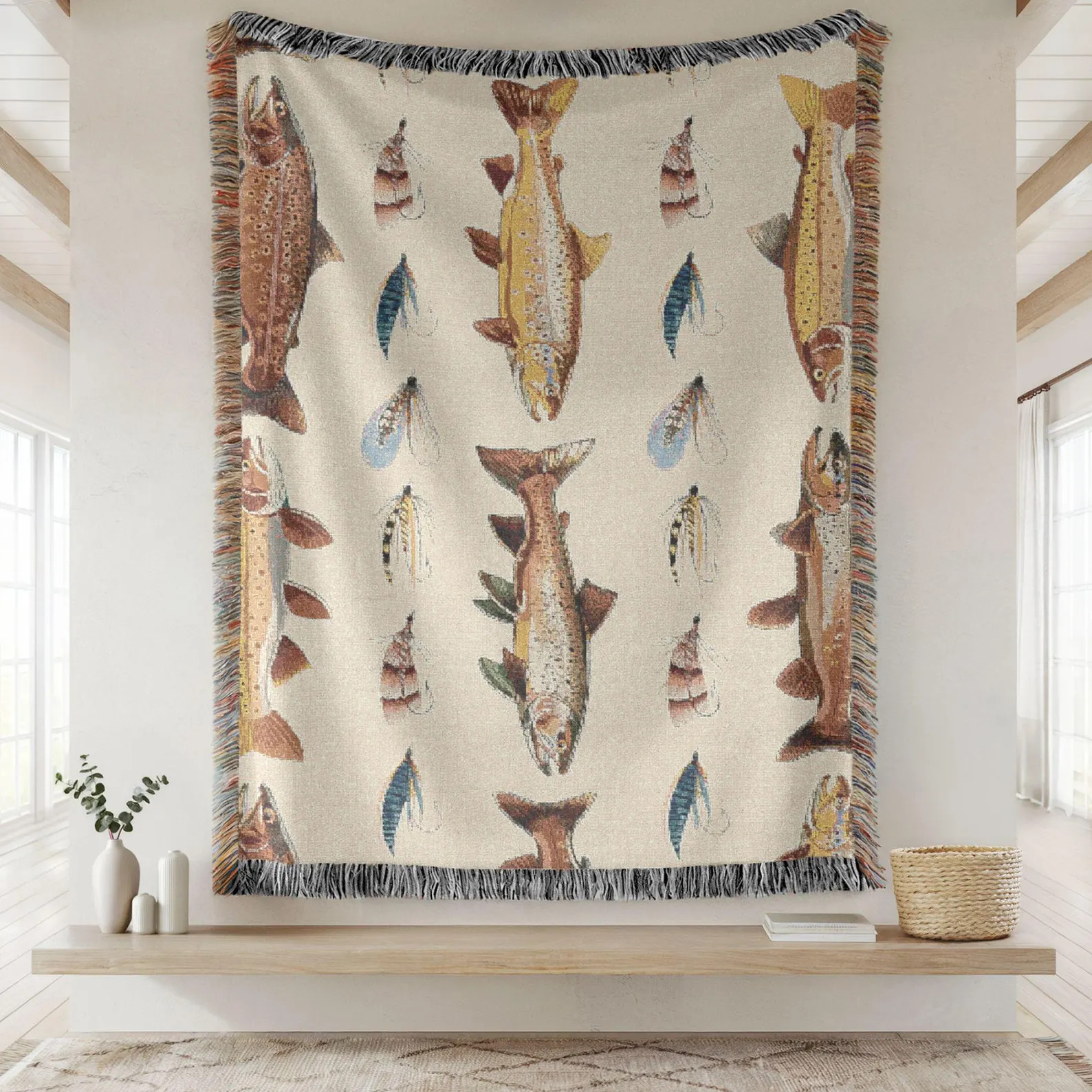 Lake House Woven Blanket, Rainbow Trout, Fly Fishing Gift for Fishermen, Cabin Gift, Cabin Decor,... | Etsy (Global)