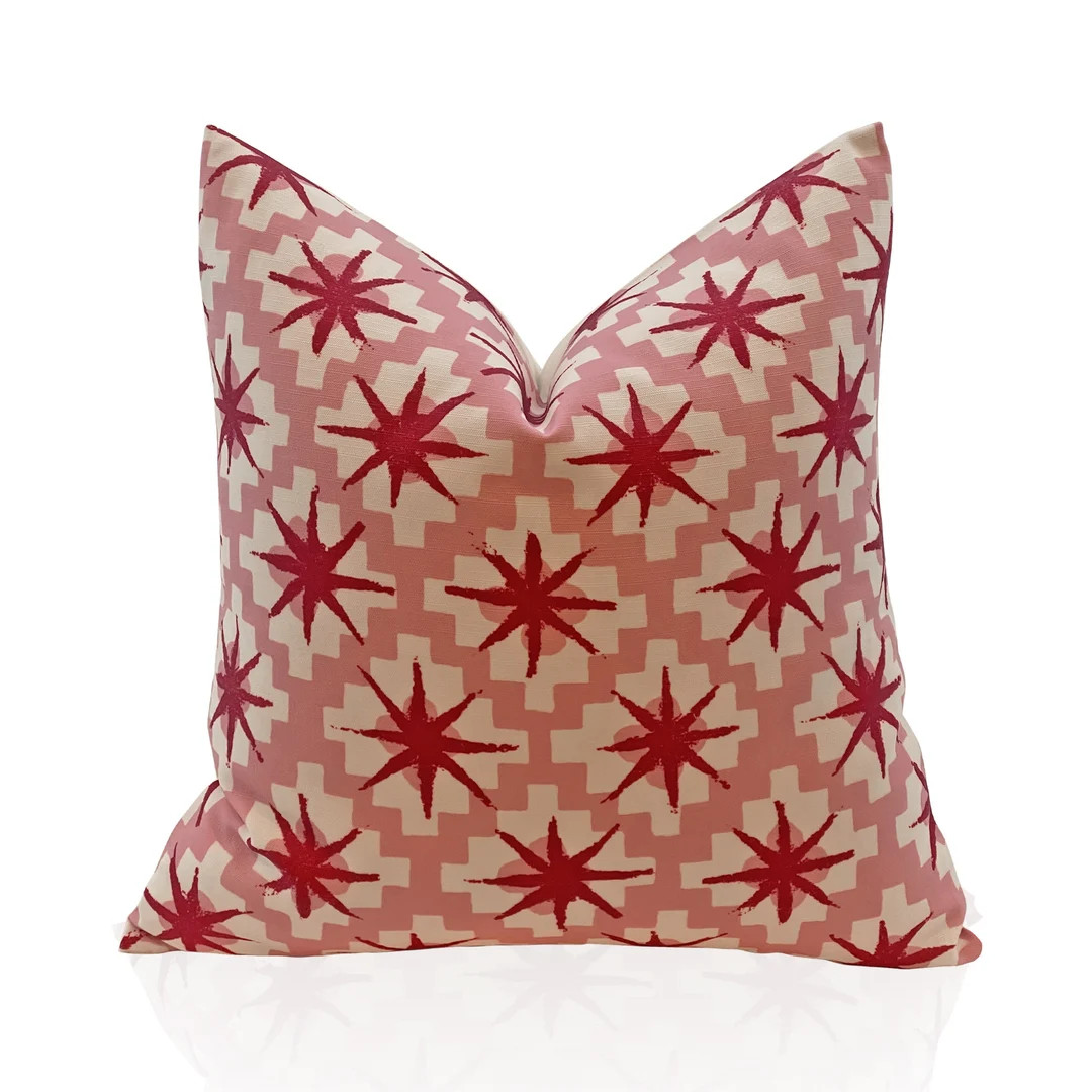 Peter Dunham Textiles Starburst Outdoor Pillow Cover in Raspberry/ Pink Decorative Throw Pillow, ... | Etsy (US)