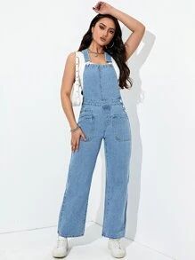 Slant Pocket Denim Overalls Without Tank Top SKU: sw2212239412020332New$29.49$28.02Join for an Ex... | SHEIN
