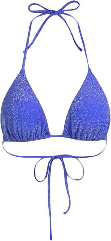 BERLOOK Women's Halter Reversible Bikini Top High Cut Tie Side Triangle String Bikini | Amazon (US)