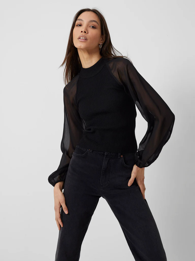 Melody Fabric Mix Top | French Connection (US)