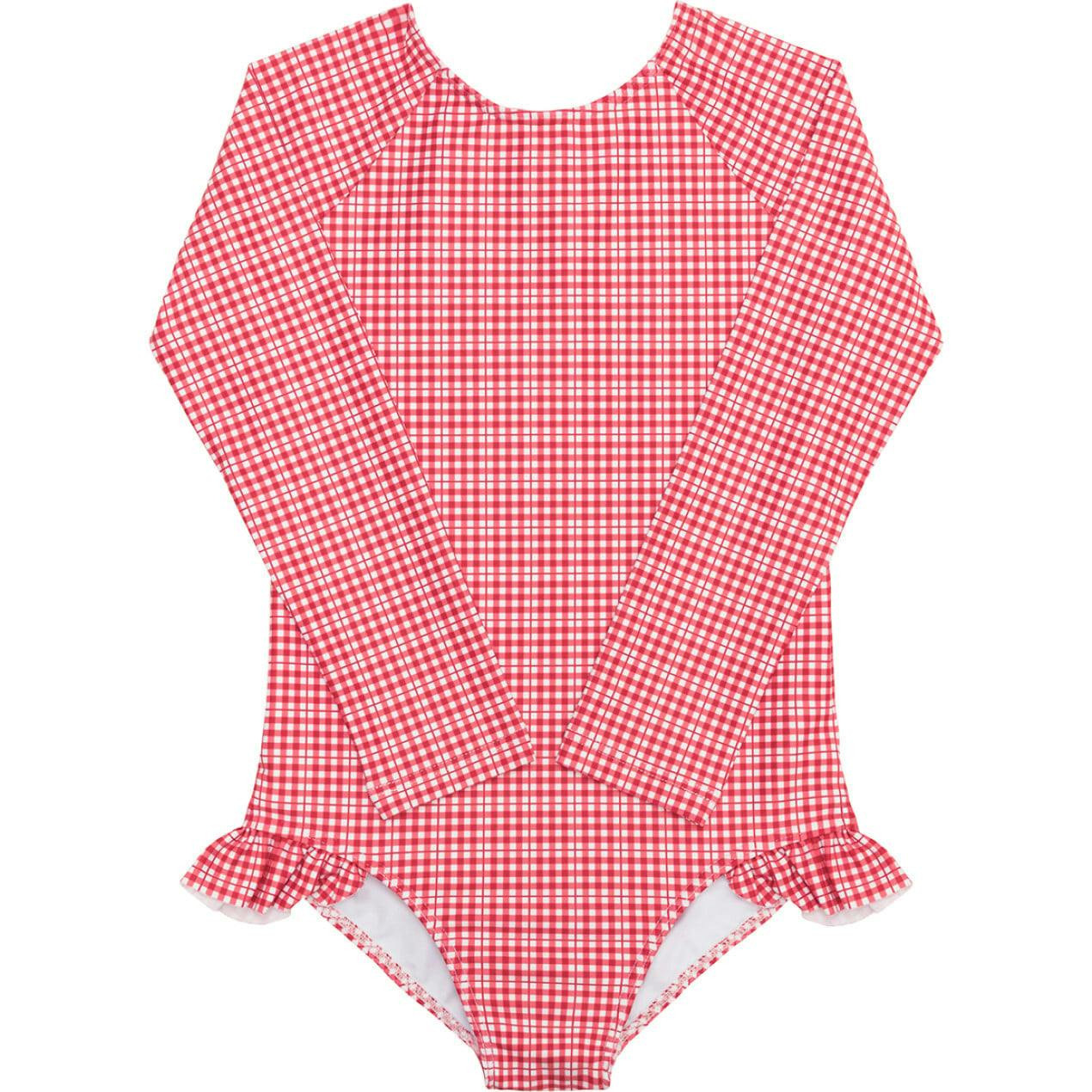 Girls Poppy Gingham Rashguard One Piece | Maisonette
